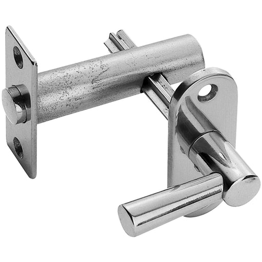 1 Sided Door Security Bolt Lock & Lever Turn - Polished Chrome Rounded Plate