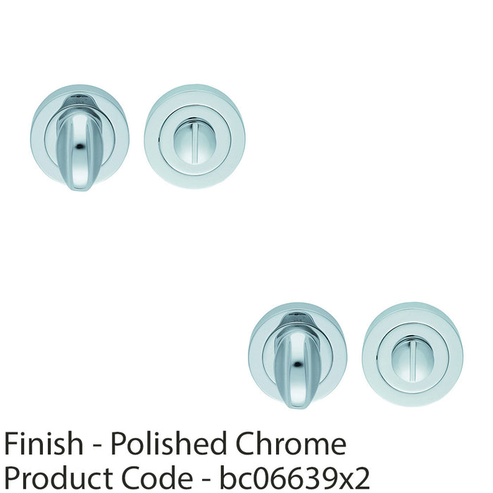 2 PACK Thumbturn Lock And Release Handle Concealed Fix 50mm Dia Polished Chrome 1