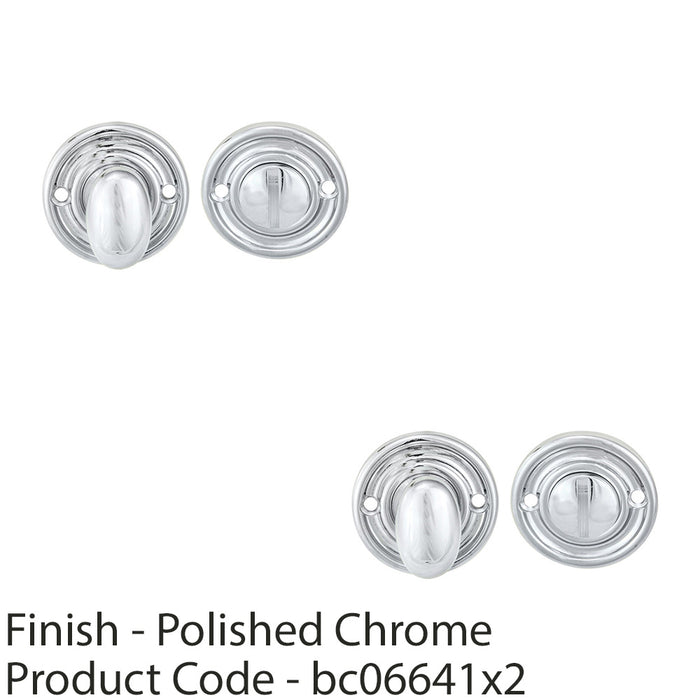 2 PACK Reeded Design Thumbturn Lock And Release Handle 42mm Dia Polished Chrome 1