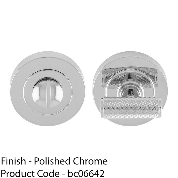 Knurled T Bar Thumbturn & Release Lock - Polished Chrome - Bathroom Door WC 1