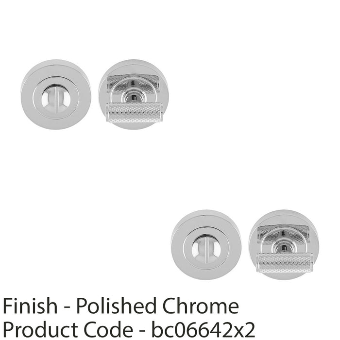 2 PACK Knurled T Bar Thumbturn & Release Lock Polished Chrome Bathroom Door WC 1