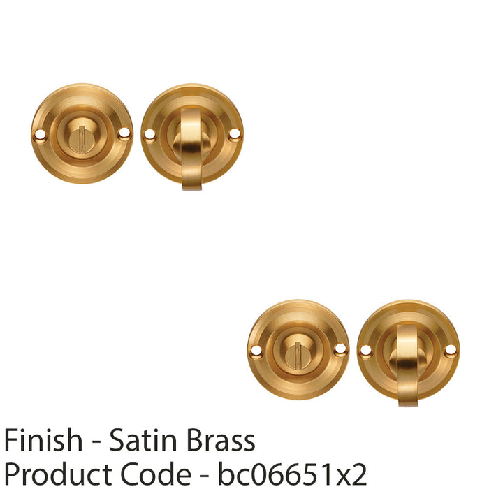 2 PACK Small Bathroom Thumbturn Lock And Release Handle 67mm Spindle Satin Brass 1