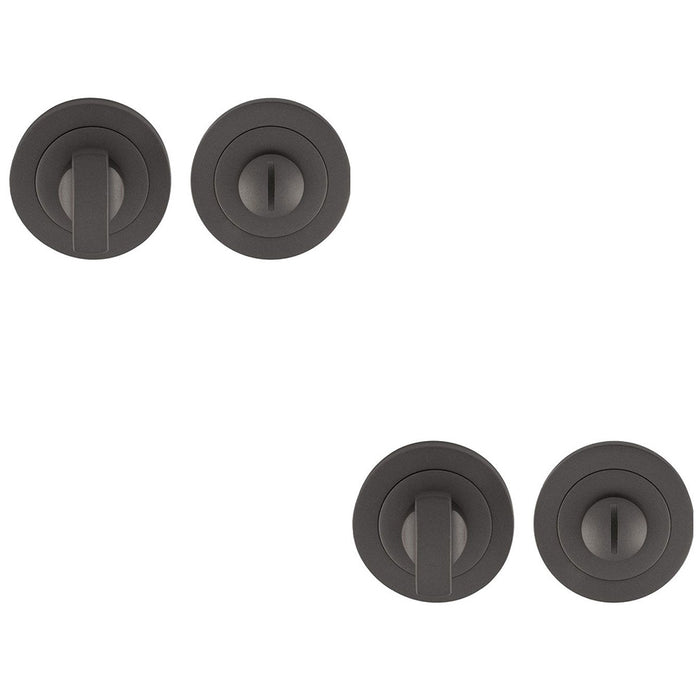 2x Thumbturn Lock and Release Handle Concealed Fix Round Rose Anthracite Grey