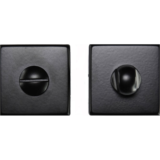 Square Rose Thumbturn & Release Lock - Matt Black - Bathroom Door WC
