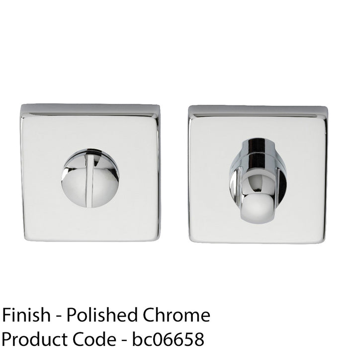 Square Rose Thumbturn & Release Lock - Polished Chrome - Bathroom Door WC 1