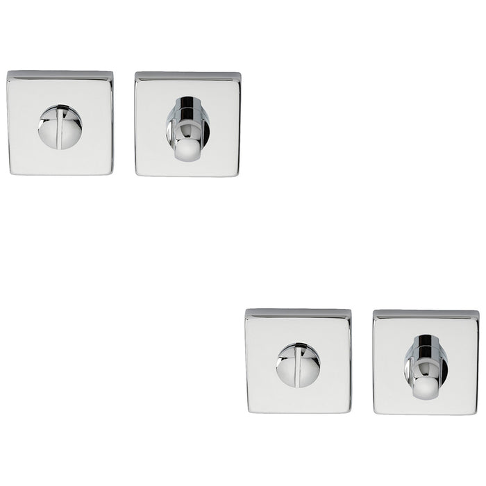 2 PACK Square Rose Thumbturn & Release Lock Polished Chrome Bathroom Door WC