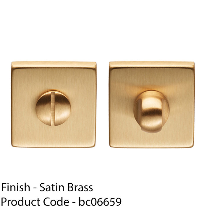 Square Rose Thumbturn & Release Lock - Satin Brass - Bathroom Door WC 1