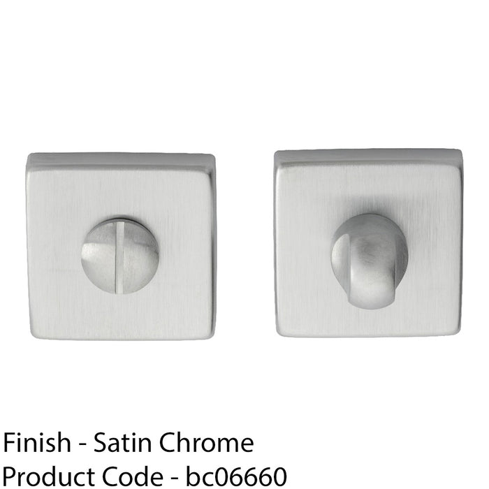 Square Rose Thumbturn & Release Lock - Satin Chrome - Bathroom Door WC 1