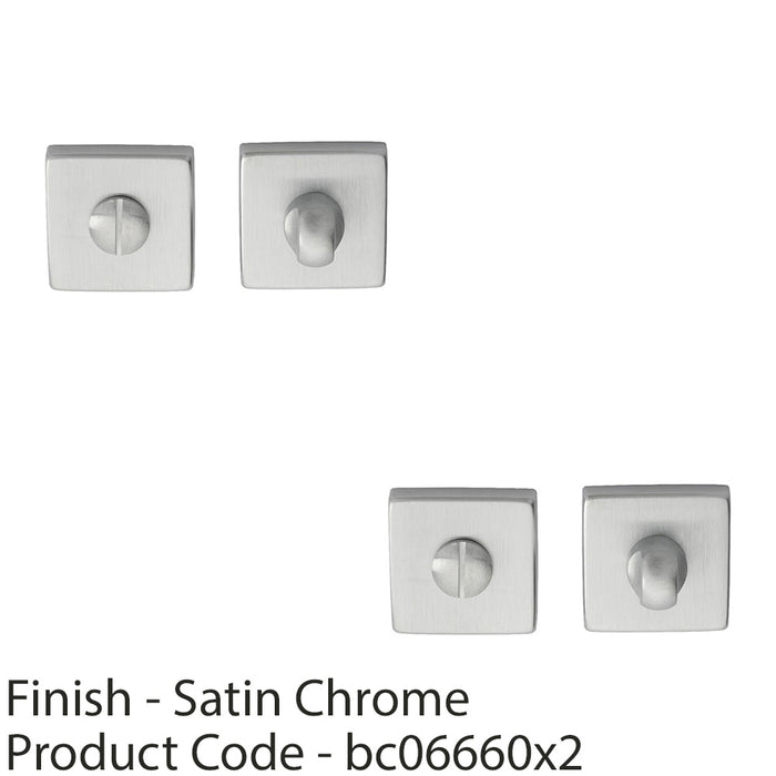 2 PACK Square Rose Thumbturn & Release Lock Satin Chrome Bathroom Door WC 1