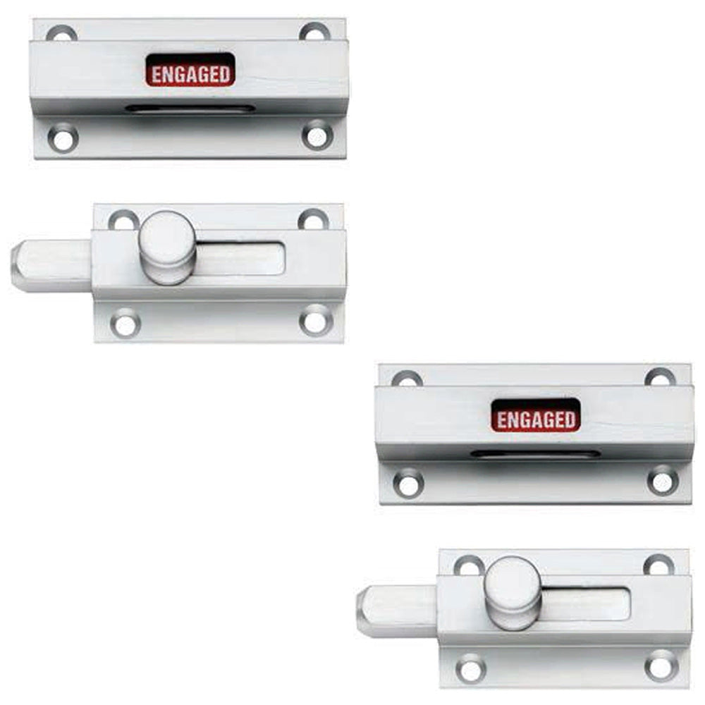 2 PACK Aluminium Toilet Sliding Lock Bolt & Occupancy Indicator Bathroom WC Door