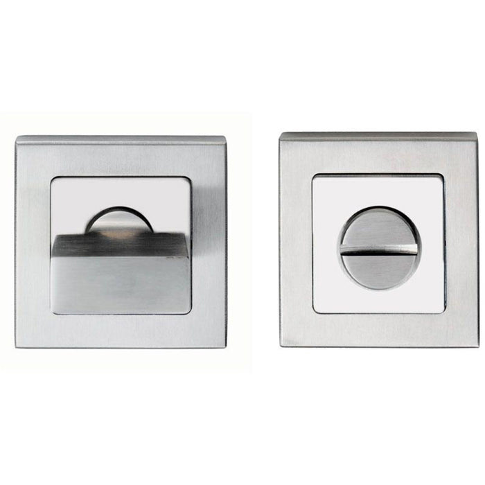 Thumbturn Lock and Release Handle Concealed Fix Square Rose Bright & Satin Steel