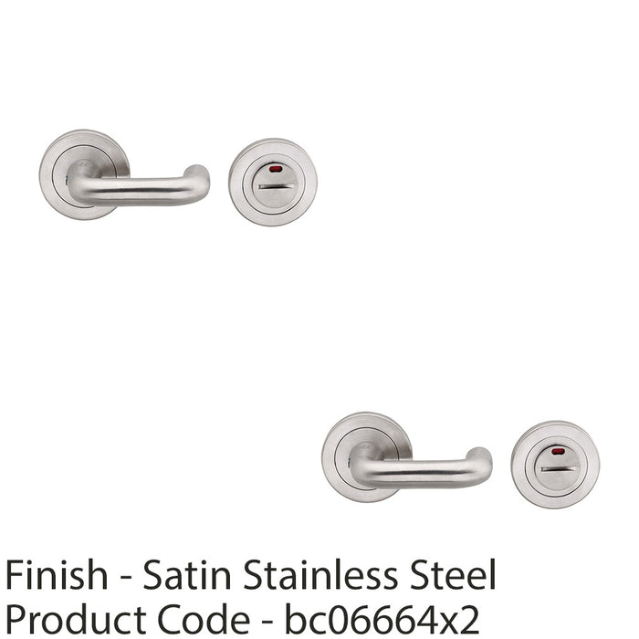 2 PACK 316 Steel Turn & Release Lock & Occupacy Indicator Satin Steel Bathroom 1
