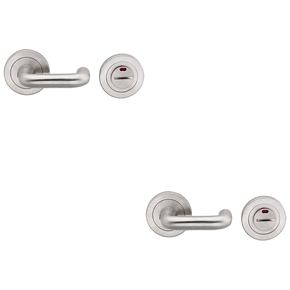 2 PACK 316 Steel Turn & Release Lock & Occupacy Indicator Satin Steel Bathroom