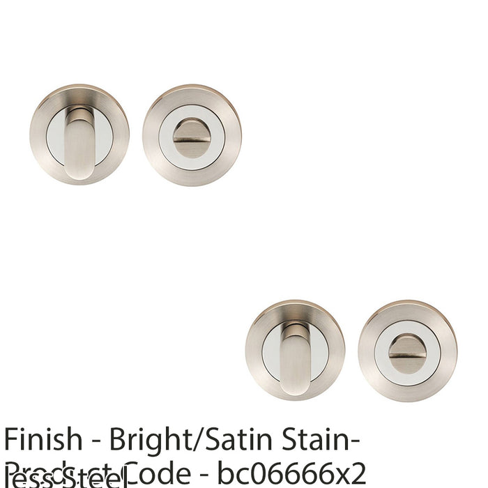 2 PACK Round Thumbturn Lock and Release With Indicator Satin & Bright Steel 1