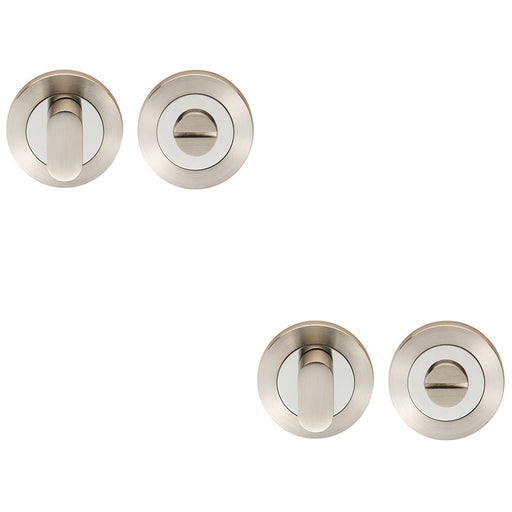 2 PACK Round Thumbturn Lock and Release With Indicator Satin & Bright Steel