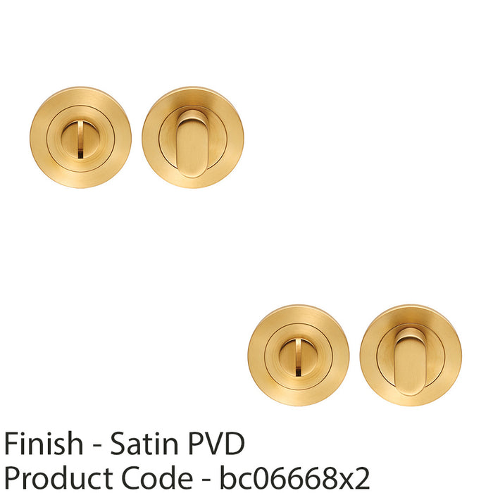 2 PACK Round Thumbturn Lock and Release With Indicator Satin Brass PVD 1