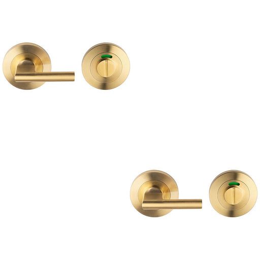 2 PACK Disabled Thumbturn Handle With Release With Indicator Satin Brass PVD