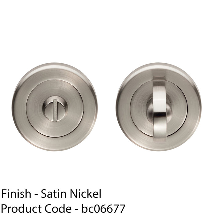 Bathroom Thumbturn Lock and Release Handle Beveled Edged Rose Satin Nickel 1