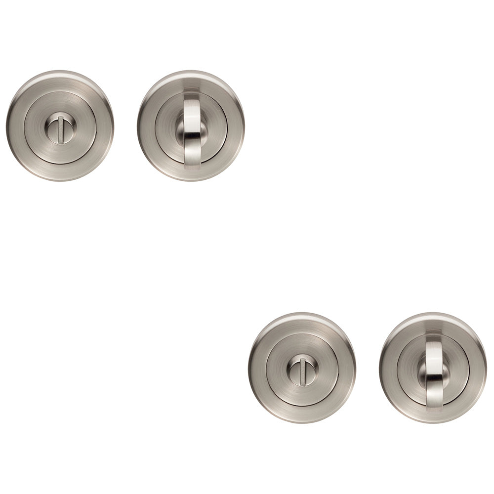 2x Bathroom Thumbturn Lock and Release Handle Beveled Edged Rose Satin Nickel