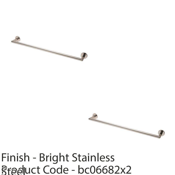 2x Mitred Bathroom Single Towel Rail Concealed Fix 398mm Centres Bright Steel 1