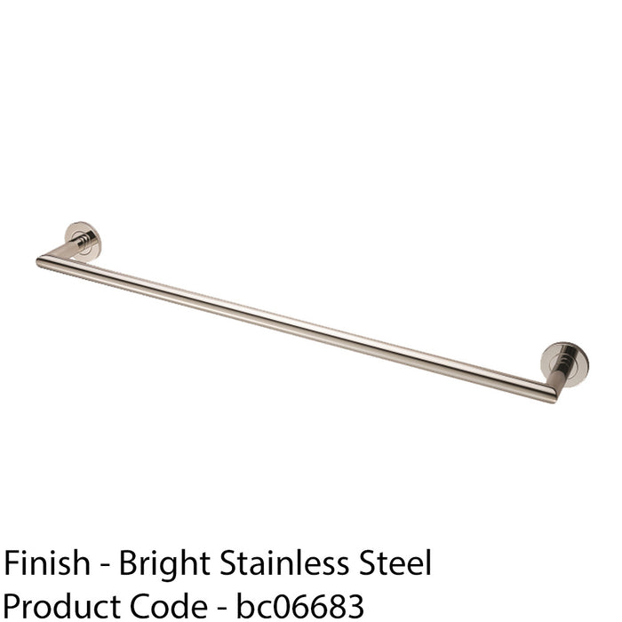 Mitred Bathroom Single Towel Rail Concealed Fix 600mm Centres Bright Steel 1