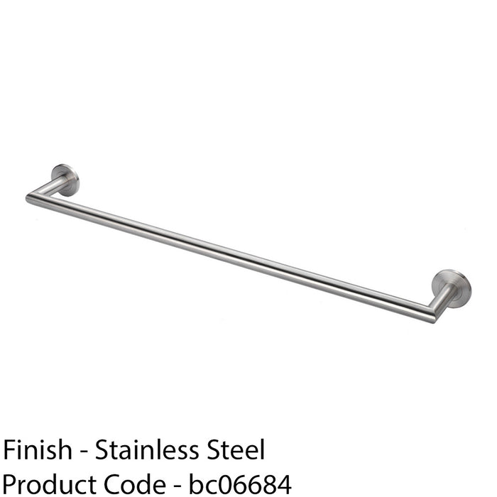 Mitred Bathroom Single Towel Rail Concealed Fix 600mm Centres Satin Steel 1