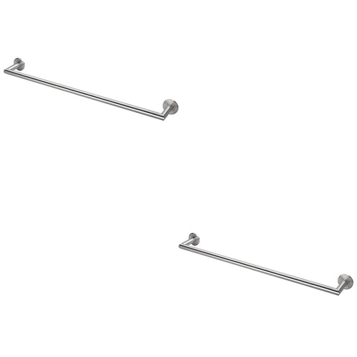 2 PACK Mitred Bathroom Single Towel Rail Concealed Fix 600mm Centres Satin Steel