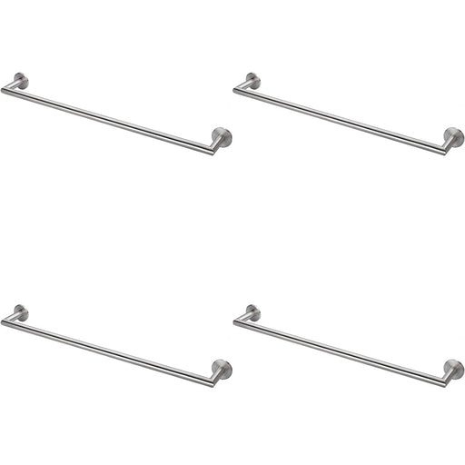 4 PACK Mitred Bathroom Single Towel Rail Concealed Fix 600mm Centres Satin Steel