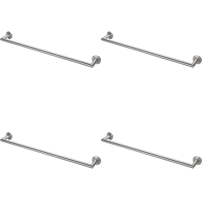 4 PACK Mitred Bathroom Single Towel Rail Concealed Fix 600mm Centres Satin Steel