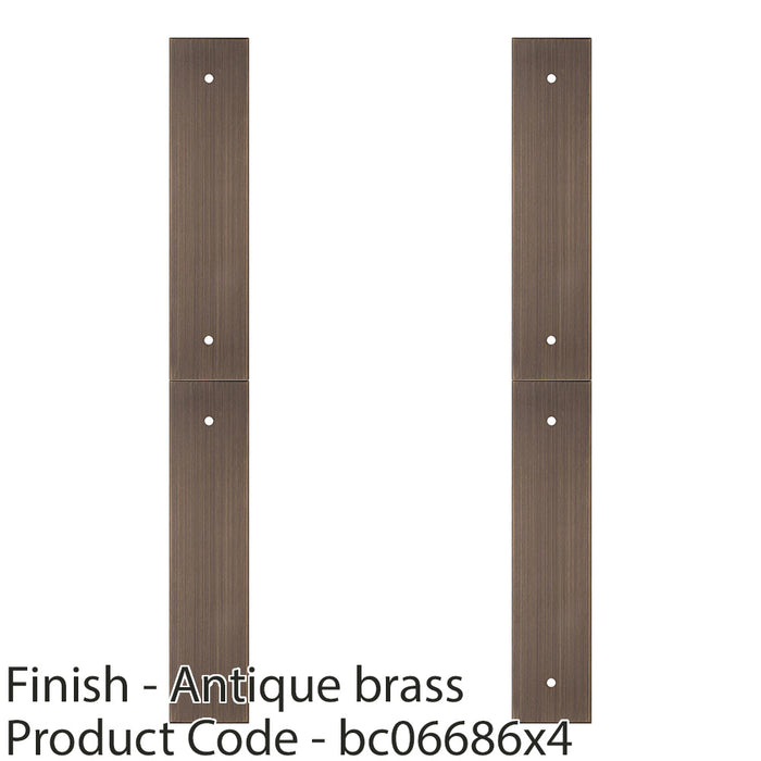 4 PACK Kitchen Door Pull Handle Backplate Antique Brass 168x40mm 128mm Centres 1