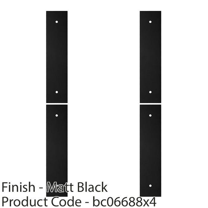 4 PACK Kitchen Door Pull Handle Backplate Matt Black 168x40mm 128mm Centres 1