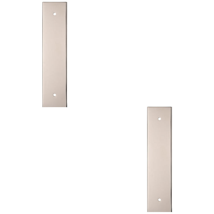 2 PACK Kitchen Door Pull Handle Backplate Polished Nickel 168x40mm 128mm Centres