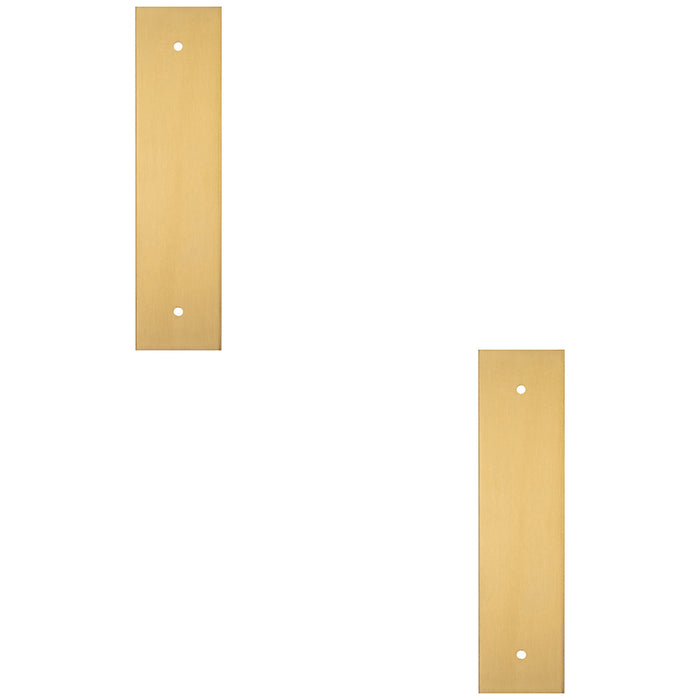 2 PACK Kitchen Door Pull Handle Backplate Satin Brass 168x40mm 128mm Centres