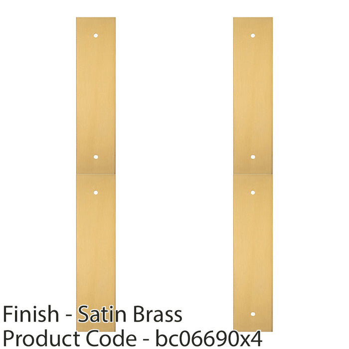 4 PACK Kitchen Door Pull Handle Backplate Satin Brass 168x40mm 128mm Centres 1