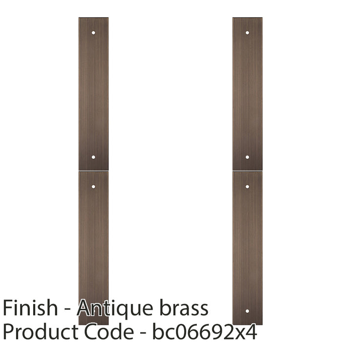 4 PACK Kitchen Door Pull Handle Backplate Antique Brass 200x40mm 160mm Centres 1