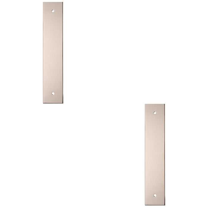 2 PACK Kitchen Door Pull Handle Backplate Polished Nickel 200x40mm 160mm Centres