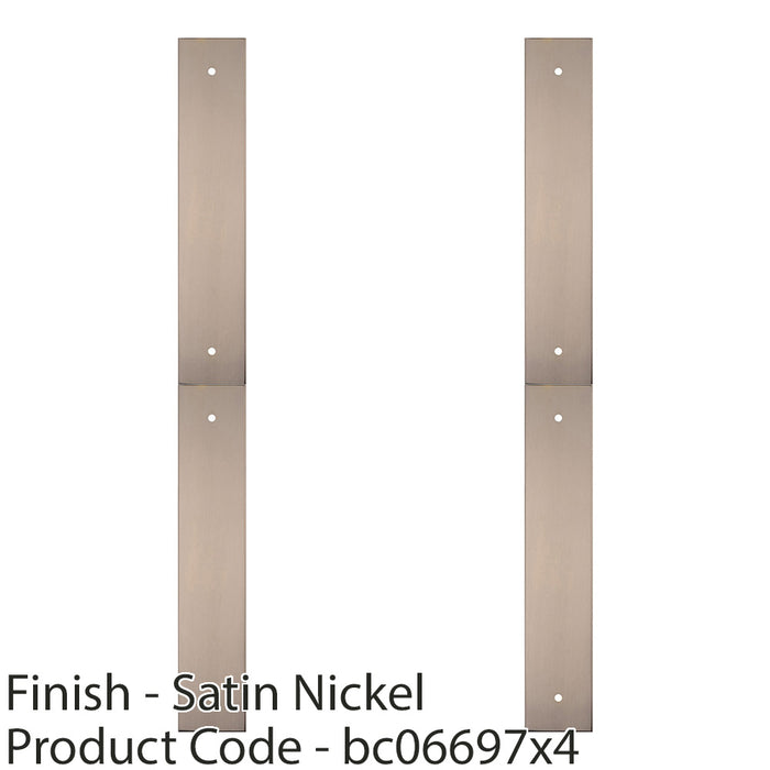 4 PACK Kitchen Door Pull Handle Backplate Satin Nickel 200x40mm 160mm Centres 1