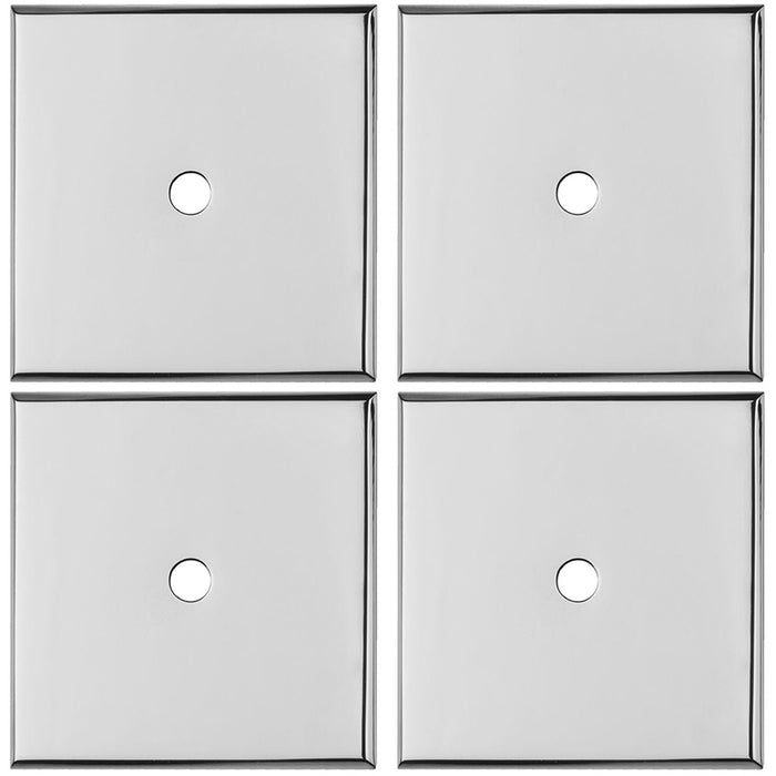 4 PACK Cabinet Door Knob Backplate 40mm x 40mm Polished Chrome Handle Plate