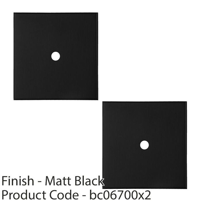 2 PACK Cabinet Door Knob Backplate 40mm x 40mm Matt Black Cupboard Handle Plate 1