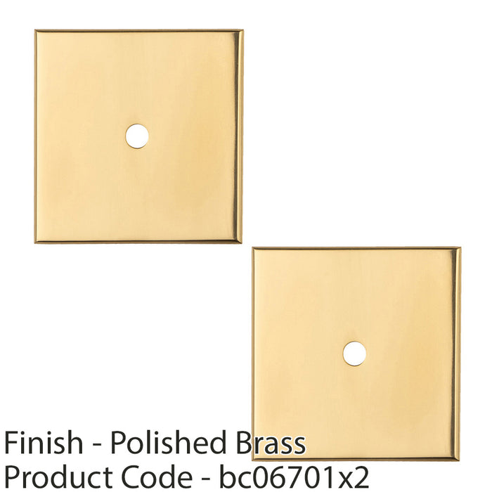 2 PACK Cabinet Door Knob Backplate 40mm x 40mm Polished Brass Cupboard Handle 1