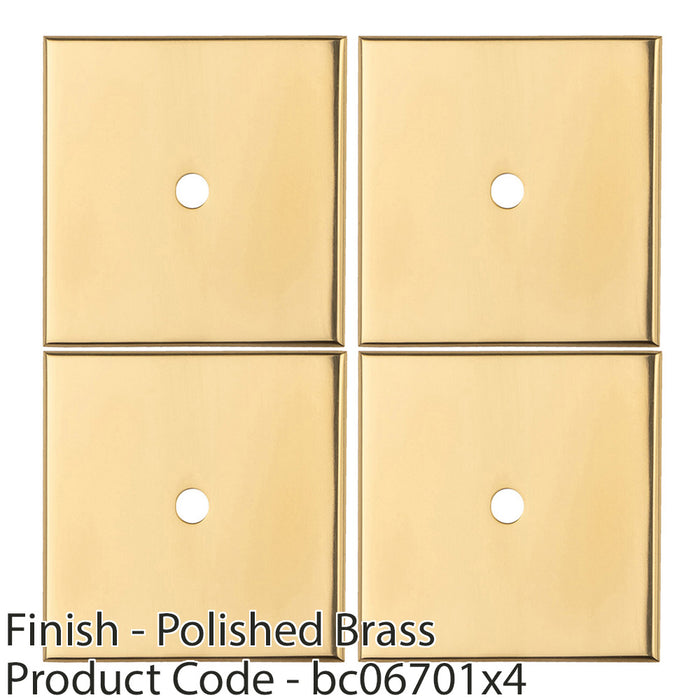 4 PACK Cabinet Door Knob Backplate 40mm x 40mm Polished Brass Handle Plate 1