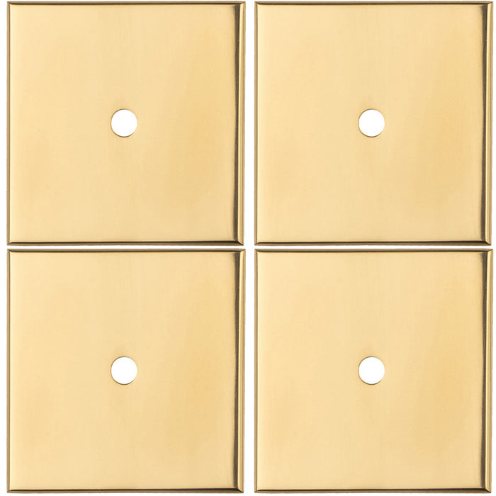 4 PACK Cabinet Door Knob Backplate 40mm x 40mm Polished Brass Handle Plate
