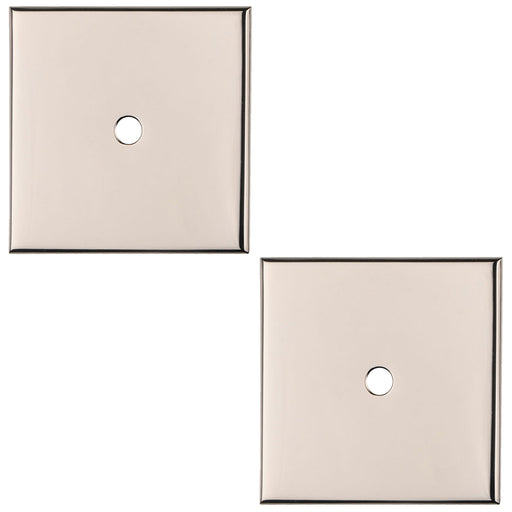 2 PACK Cabinet Door Knob Backplate 40mm x 40mm Polished Nickel Cupboard Handle