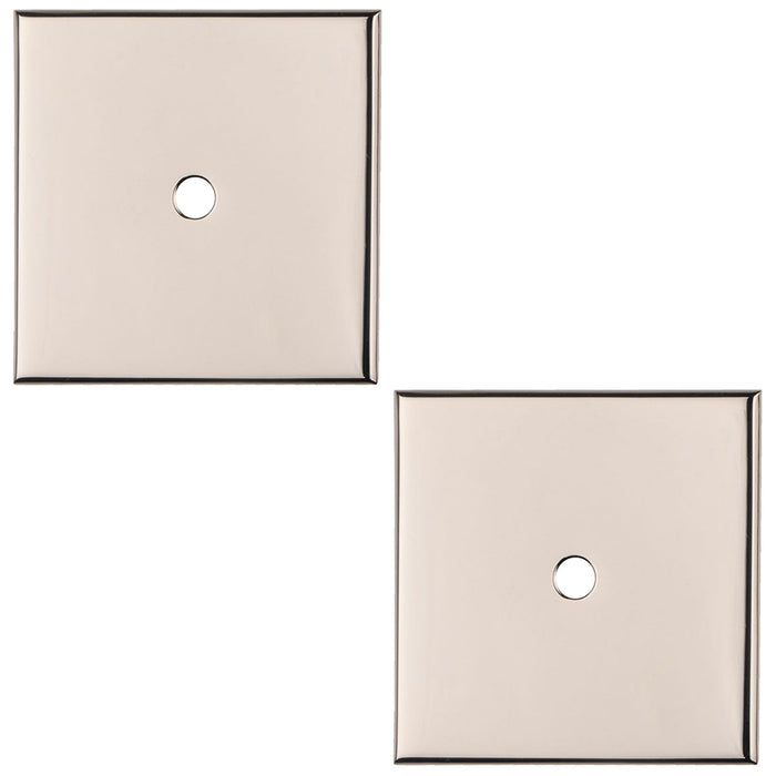 2 PACK Cabinet Door Knob Backplate 40mm x 40mm Polished Nickel Cupboard Handle