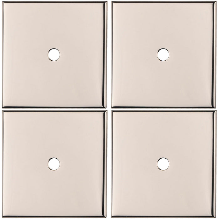 4 PACK Cabinet Door Knob Backplate 40mm x 40mm Polished Nickel Handle Plate