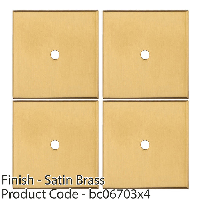 4 PACK Cabinet Door Knob Backplate 40mm x 40mm Satin Brass Cupboard Handle Plate 1