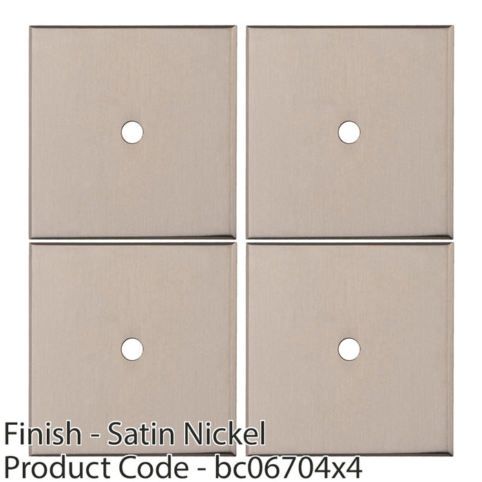 4 PACK Cabinet Door Knob Backplate 40mmx40mm Satin Nickel Cupboard Handle Plate 1
