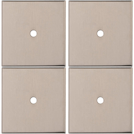 4 PACK Cabinet Door Knob Backplate 40mmx40mm Satin Nickel Cupboard Handle Plate