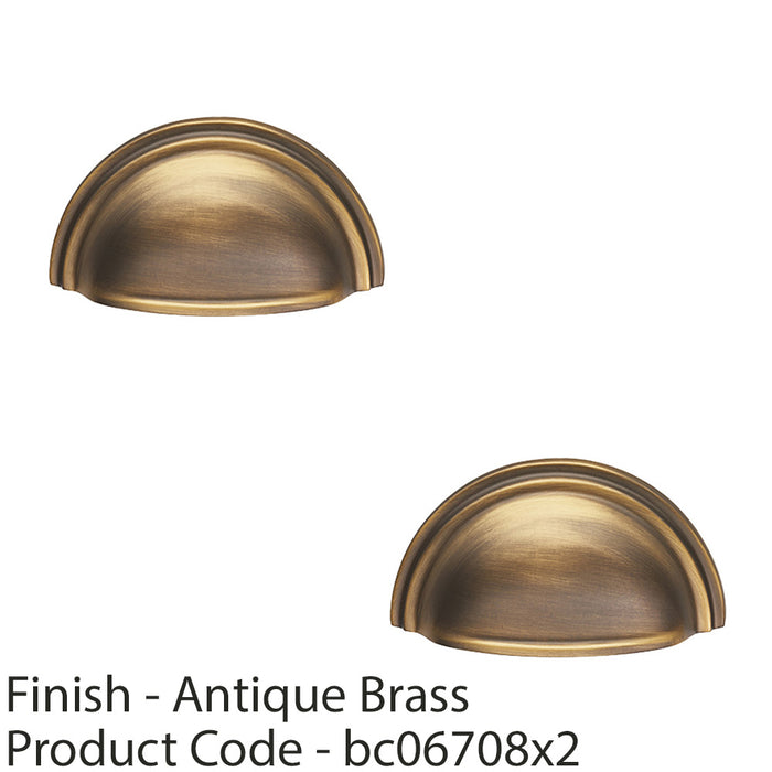 2 PACK Victorian Cup Handle Antique Brass 76mm Centres Solid Brass Drawer Pull 1
