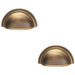2 PACK Victorian Cup Handle Antique Brass 76mm Centres Solid Brass Drawer Pull